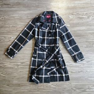 Merona Black and White Checkered Trench Coat